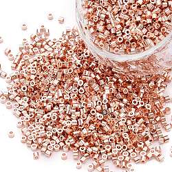 Electroplate Cylinder Seed Beads, Uniform Size, Metallic Colours, Dark Salmon, 1.5~2x1~2mm, Hole: 0.8mm, about 4000pcs/bag, about 50g/bag(SEED-Q036-02A-B05)