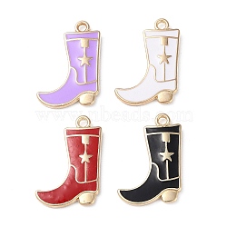Rack Plating Alloy Enamel Pendants, Cadmium Free & Nickel Free & Lead Free, Golden, Boot Charms, Mixed Color, 23.5x16x2mm, Hole: 1.8mm(ENAM-G225-01G)