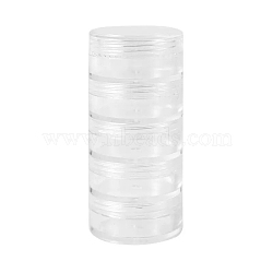5-Tier Plastic Screw Together Stacking Jars, with 5 Compartments Organizer Boxes, for Jewelry Beads Small Accessories, Column, Clear, 2.8x7cm(PW-WG77950-01)