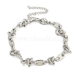 304 Stainless Steel Oval Link Chains Bracelets for Men & Women, Stainless Steel Color, 7-1/8 inch(18cm)(BJEW-D042-19P)
