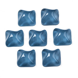 Transparent Resin Cabochons, Water Ripple Cabochons, Square, Steel Blue, 16x16x8.5~9mm(CRES-N031-004A-B01)
