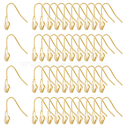 60Pcs Brass Earring Hooks, Ear Wire with Loops, Shell Shape, Golden, 20 Gauge, 16.5x17x5mm, Hole: 2mm, Pin: 0.8mm(KK-DC0003-89)