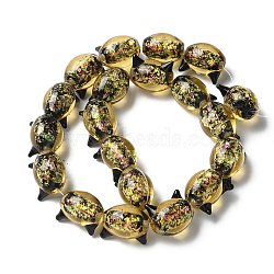 Handmade Foil Lampwork Beads Strands, Cat, Dark Khaki, 13x15x11~11.5mm, Hole: 1.2~1.6mm, about 20pcs/strand, 11.89''(30.2cm)(FOIL-Z001-04D)