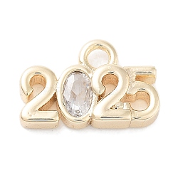 Glass Charms, with Brass Findings, No. 2025, Real 18K Gold Plated, 9x14x3mm, Hole: 2mm(KK-C077-02G)