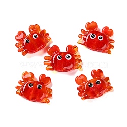 Handmade Lampwork Beads, Crab, 17~18.5x23~24.5x7~8.5mm, Hole: 2mm(X-LAMP-L078-009A)