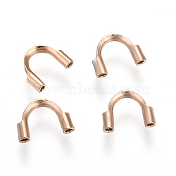 Vacuum Plating 316 Surgical Stainless Steel Wire Guardian, Rose Gold, 6.3~7x5x1.5mm, Hole: 0.7mm(STAS-P221-18RG)