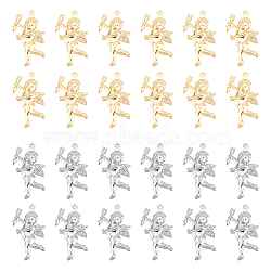 32Pcs 2 Colors Valentine's Day 304 Stainless Steel Pendants, Cupid/Cherub, Mixed Color, 26x15.3x5mm, Hole: 1mm, 16pcs/color(STAS-UN0040-27)