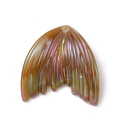 Grandient Color Opaque Resin Pendants, Fishtail Charm, Olive, 26.5x26x5mm, Hole: 2mm(RESI-WH0026-74H)