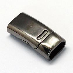 Alloy Magnetic Clasps with Glue-in Ends, Rectangle, Gunmetal, 26x12.5x7mm, Half Hole: 5x10mm(PALLOY-R089-06B)