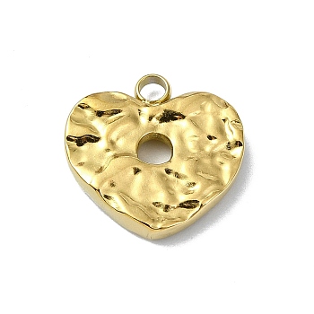 Ion Plating(IP) 304 Stainless Steel Charms, Heart Charm, Real 18K Gold Plated, 13x13.5x2.5mm, Hole: 2mm