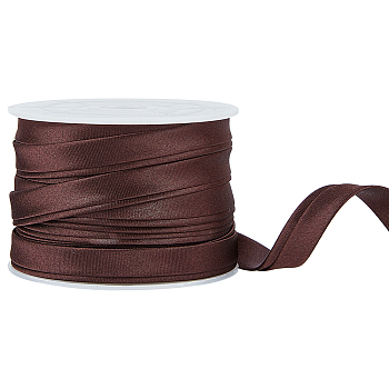 12.5M Flat Satin Piping Ribbon, Cotton Ribbon for Cheongsam, Clothing Decoration, Coconut Brown, 3/8 inch(10mm)