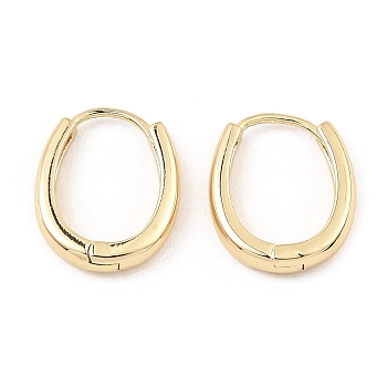 Brass Hoop Earrings, Oval, Light Gold, 19x15.5x3.5mm