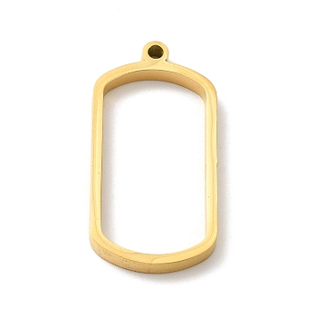 Ion Plating(IP) 304 Stainless Steel Open Back Bezel Pendants, For DIY UV Resin, Epoxy Resin, Pressed Flower Jewelry, Rectangle, Real 24K Gold Plated, 35x17x3mm, Hole: 2mm