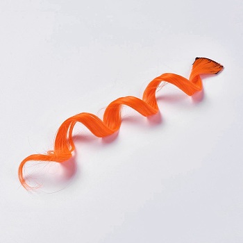 Fashion Women's Hair Accessories, Iron Snap Hair Clips, with Chemical Fiber Colorful Hair Wigs, Dark Orange, 50x3.25cm