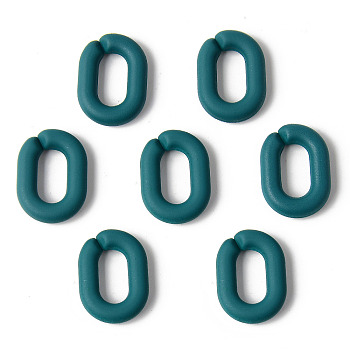 Rubberized Style Acrylic Linking Rings, Quick Link Connectors, For Cable Chains Making, Oval, Teal, 19x14x3.5mm, Inner Diameter: 11x6mm