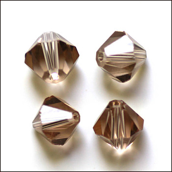Imitation Austrian Crystal Beads, Grade AAA, Faceted, Bicone, Camel, 6x6mm, Hole: 0.7~0.9mm