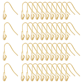 60Pcs Brass Earring Hooks, Ear Wire with Loops, Shell Shape, Real 18K Gold Plated, 20 Gauge, 16.5x17x5mm, Hole: 2mm, Pin: 0.8mm