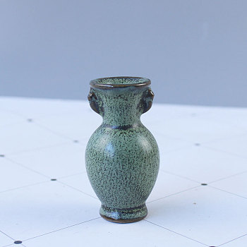 Ancient Chinese Style Mini Ceramic Floral Vases for Home Decor, Small Flower Bud Vases for Centerpiece, Medium Aquamarine, 37x37x69mm