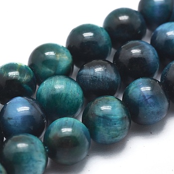 Natural Tiger Eye Bead Strands, Dyed & Heated, Round, 8mm, Hole: 1mm, about 15.55 inch long, 49pcs/strand