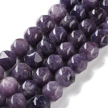 Natural Lepidolite Beads Strands, Faceted, Double Hearted & Star Cut Beads, 8.5~10.5x9~10.5mm, Hole: 0.8mm, about 40~42pcs/strand, 15.43~15.94 inch(39.2~40.5cm)