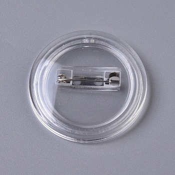 Acrylic Brooch Cabochon Bezel Settings, Flat Round, Clear, Tray: 59mm, 59x7.5mm