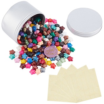 CRASPIRE DIY Stamp Making Kits, Including Aluminium Tin Cans, Sealing Wax Particles  and Gift Tag Labels Self-Adhesive Present Stickers, Mixed Color, 8.4x5cm, 1pc