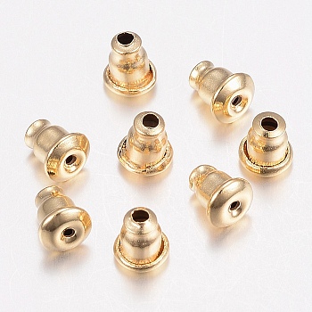 304 Stainless Steel Ear Nuts, Earring Backs, Golden, 5.5x5mm, Hole: 1mm