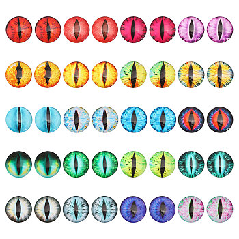 40Pcs 20 Colors Luminous Self Adhesive Glass Eyes Cabochons, Glow in the Dark, for Doll Making Accessories, Dome/Half Round, Mixed Color, 25x6mm, 2pcs/color