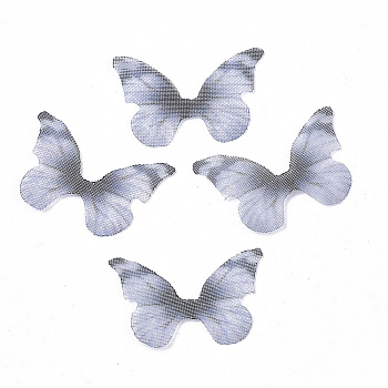 Polyester Fabric Wings Crafts Decoration, for DIY Jewelry Crafts Earring Necklace Hair Clip Decoration, Butterfly Wing, Gray, 12x17mm