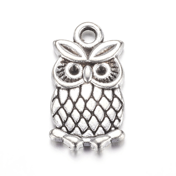 Metal Alloy Pendants Rhinestone Settings, Lead Free and Cadmium Free, Antique Silver, for Halloween, Owl, 20x10x2mm, hole: 2mm, Fit for 1.5mm rhinestone