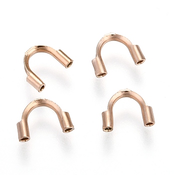 Vacuum Plating 316 Surgical Stainless Steel Wire Guardian, Rose Gold, 6.3~7x4.5~5x1.5mm, Hole: 0.7mm