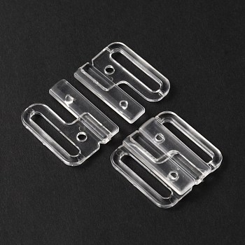 Plastic Bikini Clips, Bra Clasp Replacement Part, Lingerie Snap Closure, Clear, 32x34x5mm, Hole: 4.5x25mm