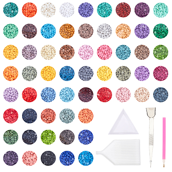 DIY Diamond Painting Kits, Including Half Round Plastic Rhinestone Cabochons, Stainless Steel Tweezers, Plastic Display Trays, Tray Plate, Nail Art Rhinestones Pickers Pen and Label Paster, Mixed Color, Plastic Rhinestone Cabochons: 2.8mm, 60bag/set, 1set,
