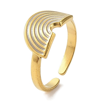 304 Stainless Steel Enamel Open Cuff Rings for Women, Real 18K Gold Plated, Inner Diameter:  Adjustable