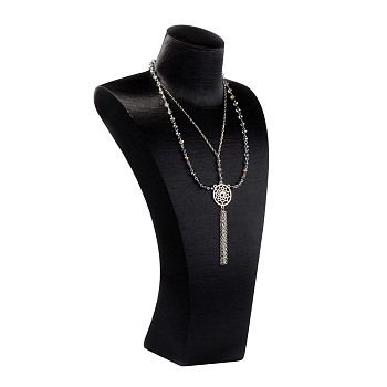Resin Covered with Cloth Necklace Displays, Black, 45x20x10cm