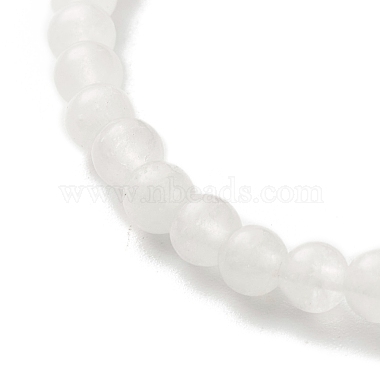 Natural White Jade Round Beads Stretch Bracelet Set(BJEW-JB07000)-5
