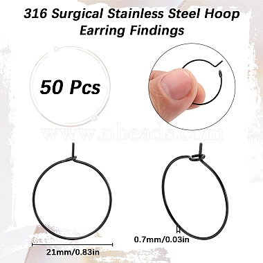 50Pcs 316L Surgical Stainless Steel Hoop Earring Findings(STAS-SC0007-28)-2