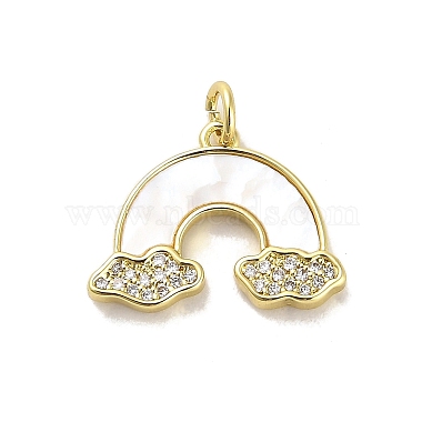 Real 18K Gold Plated Clear Rainbow Brass+Cubic Zirconia+Shell Pendants