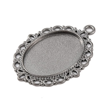 Tibetan Style Oval Alloy Pendant Cabochon Settings(TIBEP-Q054-44B-RS)-2