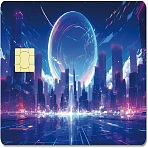 PVC Plastic Waterproof Card Stickers, Self-adhesion Card Skin for Bank Card Decor, Rectangle, Building, 186.3x137.3mm(DIY-WH0432-202)