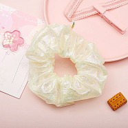 Satin Elastic Hair Accessories, for Girls or Women, Scrunchie/Scrunchy Hair Ties, Light Goldenrod Yellow, 50mm, Inner Diameter: 25mm(PW-WG82080-02)