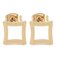 Vacuum Plating 304 Stainless Steel Stud Earrings for Women, Hollow Square, Golden, 8.5x8.5mm(EJEW-A048-28G)