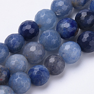 Dyed Natural Blue Aventurine Beads Strands, Faceted, Round, 6mm, Hole: 1mm, about 62pcs/strand, 15.3 inch(G-S281-11-6mm)