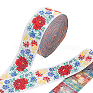 Bohemian Style Polyester Ribbon, Jacquard Ribbon, Tyrolean Ribbon, Clothing Accessories, Flower, Colorful, 1-1/4 inch(33mm), 10 yards/roll(OCOR-WH0047-46)
