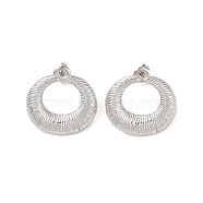 Ring 304 Stainless Steel Stud Earrings for Women, Stainless Steel Color, 22x24.5mm(EJEW-L272-009P)