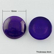 Painted Glass Cabochons, Half Round/Dome, Indigo, 18mm, 5mm(Range: 4.5~5.5mm) thick(DGLA-R026-18mm-4)