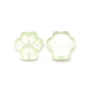 Handmade Lampwork Beads, Two Tone, with Hole, Cat Paw Prints, Honeydew, 13x13x5mm, Hole: 1mm, about 10pcs/bag(LAMP-CJC0009-01B)