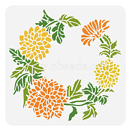 PET Hollow Out Drawing Painting Stencils, for DIY Scrapbook, Photo Album, Chrysanthemum Pattern, 300x300mm(DIY-WH0418-0056)