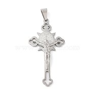 304 Stainless Steel Big Pendants, Crucifix Cross Charm, Stainless Steel Color, 56x28x6mm, Hole: 8x5mm(STAS-D052-03P)