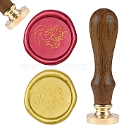 DIY Scrapbook, Brass Wax Seal Stamp and Wood Handle Sets, Rabbit, Golden, 8.9x2.5cm, Stamps: 25x14.5mm(AJEW-WH0100-740)